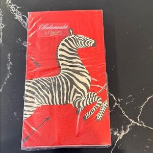 NWT Caspari Red Zebra guest towels